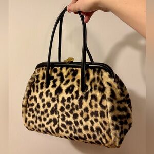 1960s Leopard Print Faux Fur Handbag